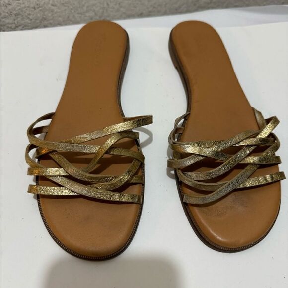 Madewell tracie crisscross slide sandal with metallic leather - Picture 1 of 6